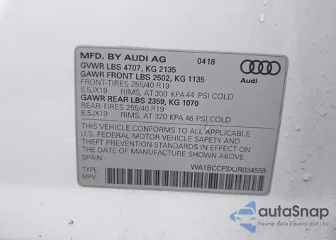 2018 Audi Q3 2.0T Premium/2.0T Sport Premium from USA, damaged, VIN WA1BCCFSXJR034559